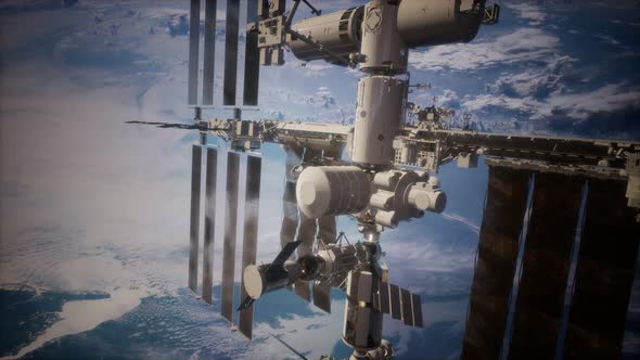 International Space Station in Outer Space Over the Planet Earth