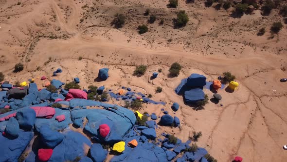 AERIAL: Colorful Rocks in Sahara Desert