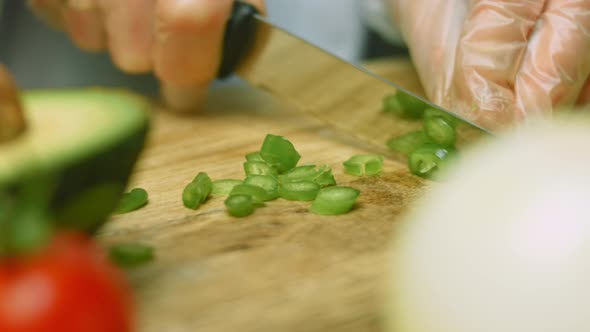 Cut a Green and Hot Pepper Into Small Slices