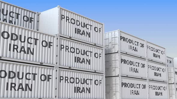 Containers with PRODUCT OF IRAN Text