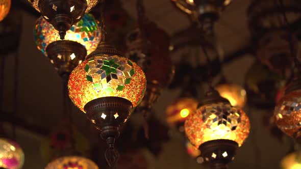 Traditional Lanterns of Yellow Colour with National Design