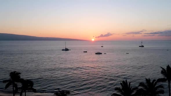 Tropical Ocean Time lapse with Boats and Palm trees