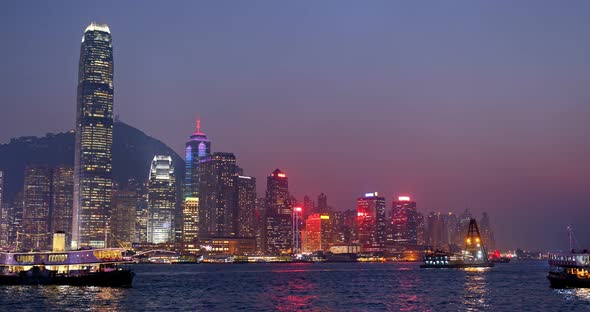 Hong Kong harbor sunset