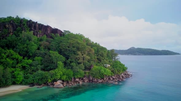 Beach at Seychelles aerial view