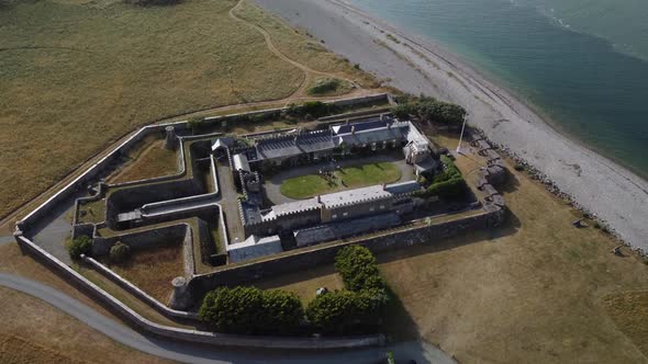 Fort Belan, Napoleonic Fort on the Welsh coast and overlooking the Menai Strait, Abermenai Point and