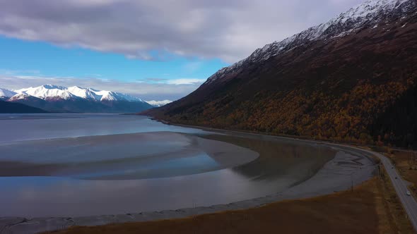 Turnagain Arm and Mountains on Autumn Day