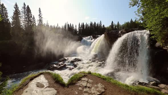 Ristafallet Waterfall in the Western Part of Jamtland