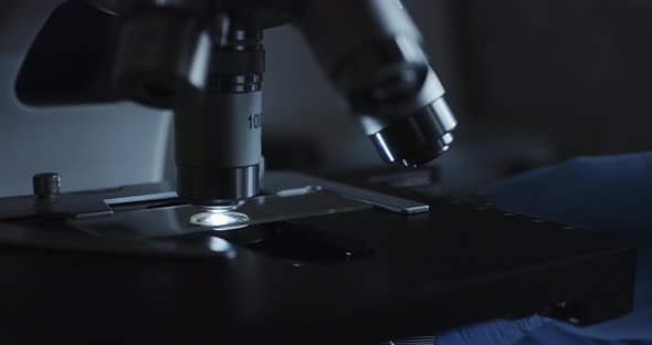 Microscope with Metal Lens at Laboratory