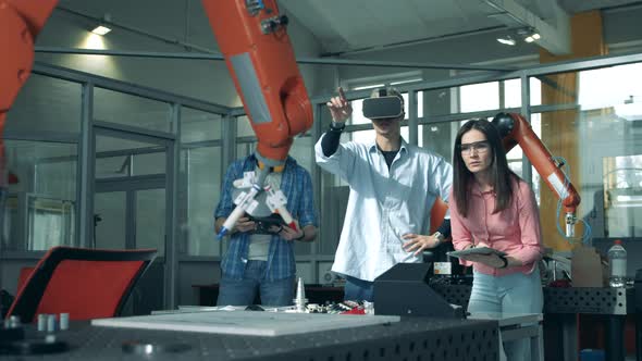 VR-experiment Is Being Held By a Team of Robotics Researchers. Modern Education, Innovative