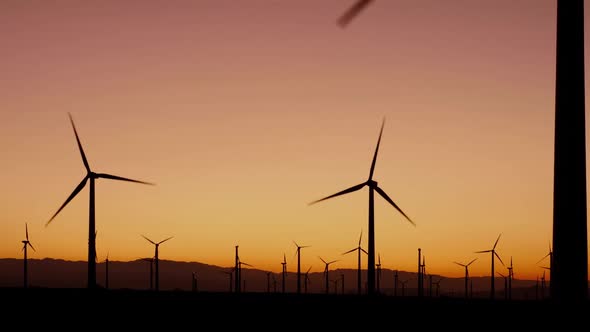 Wind turbines at dawn in California