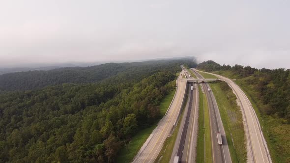 Interstate 75 And Rarity Mountain Road In The Mountains Of Tennessee Abundant In Green Forest With O