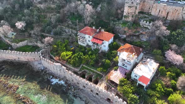 Alanya Castle Alanya Kalesi Aerial View of Mountain and City Turkey