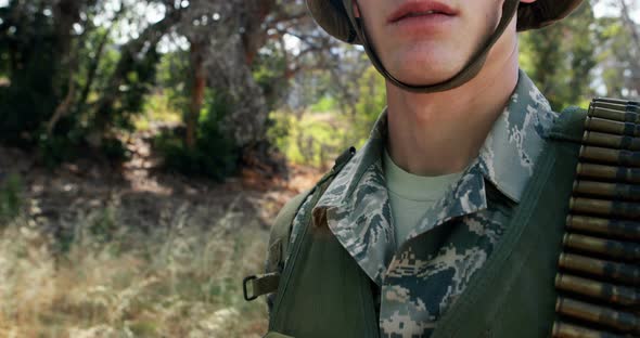 Portrait of confident military soldier