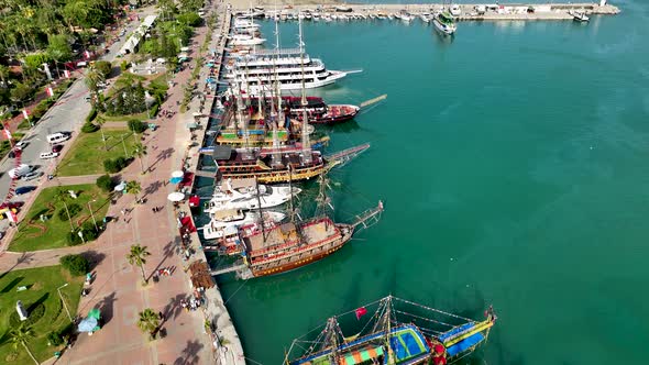 Pirate Harbor aerial view Turkey Alanya 4 K