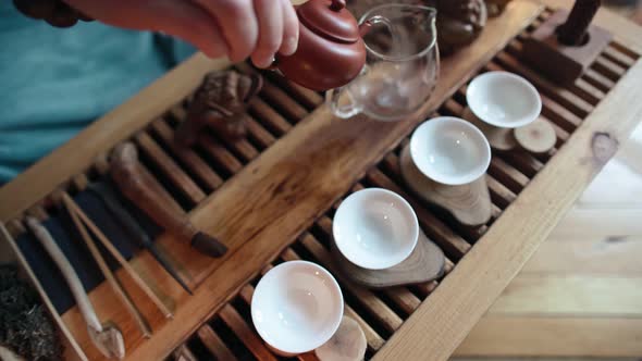 Traditional Tea Making on Board for Tea Ceremony Candlelight Soft Day Lighting