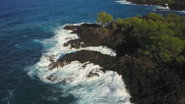 Aerial Of Waves Crashing In To The Shore