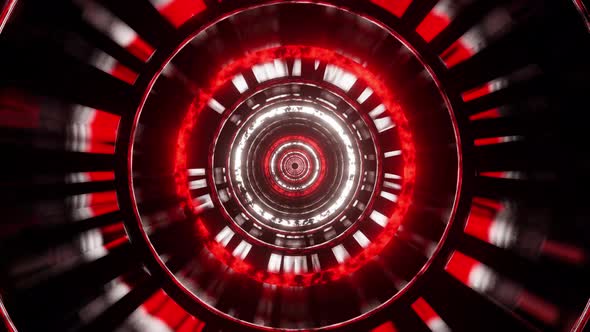 Futuristic Red And White Sci Fi Tunnel Vj Loop Background 4K