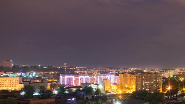 Night Time Lapse of the Clouds Over Buildings of Kharkov City