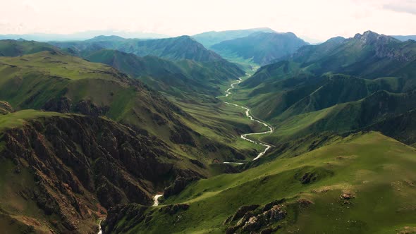 Aerial View of a Mountain Road in Kyrgyzstan