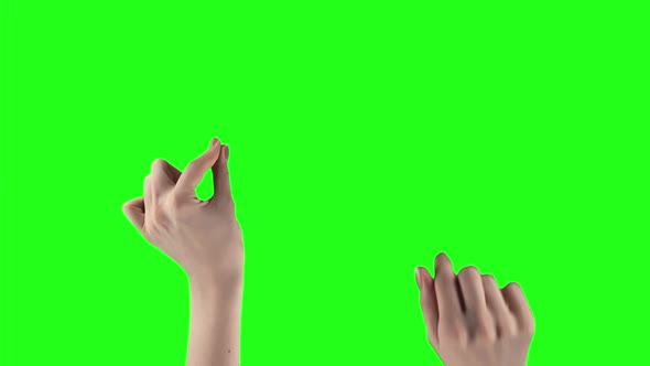 Set of 27 Gestures Made By Female Hands and Fingers to Manage Touch Screen on a Chroma Key