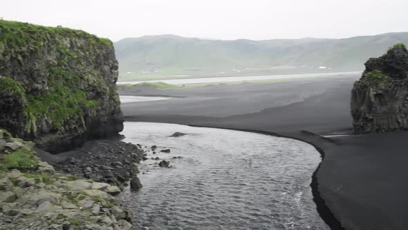 Iceland Reynisfjara Black Beach in Summer Season