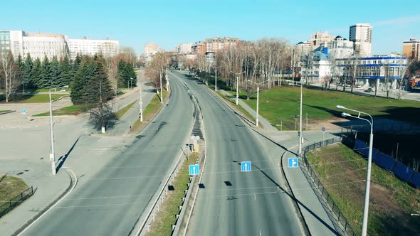 Empty Urban Freeway in a City Landscape