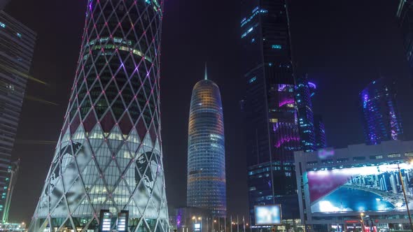 The Skyline of the West Bay Area in Doha Timelapse Hyperlapse Qatar