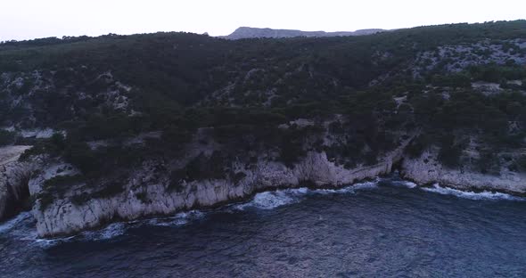 Aerial Drone View of a Sea Close to Cassis in France