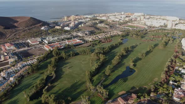 Aerial view of "Las Americas" golf course in Playa de las Americas, Tenerife