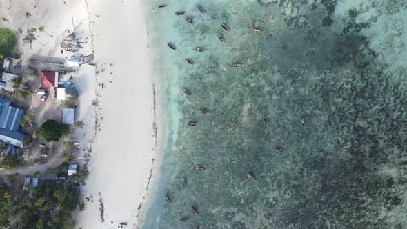 Aerial View of the Beach on Zanzibar Island Tanzania Slow Motion