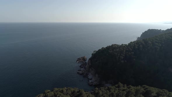 Aerial View of Costa Brava Coast in Catalonia Spain