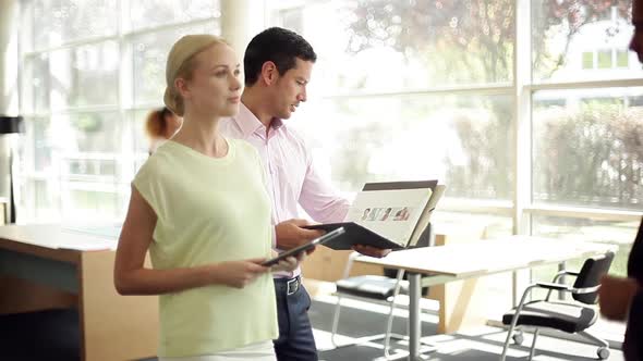 Businesswoman discussing project with colleague