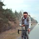 Cyclist Workaholic Rushing To Work. Overworked Stress Man On Rush Hour Cycling. Punctual Cyclist. - VideoHive Item for Sale