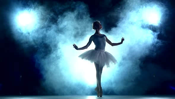 Graceful Ballerina Doing a Workout in the Classroom, Slow Motion