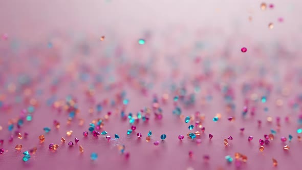 Aquamarine, Morganite And Rubellite On Pink Background