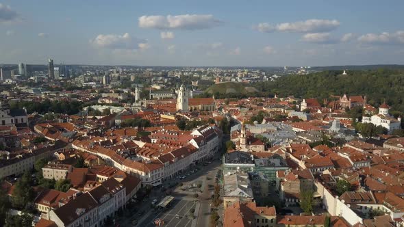 Beautiful Aerial View of the Old Town of Vilnius, the Capital of Lithuania.