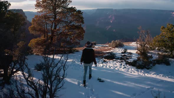 Happy traveler in winter