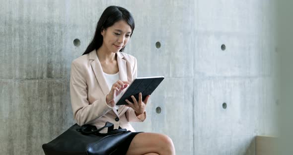 Business woman using tablet computer