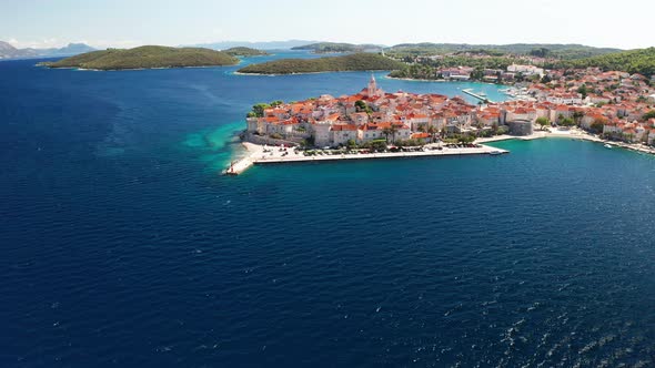 Aerial View of Korcula Old Town on Korcula Island Croatia