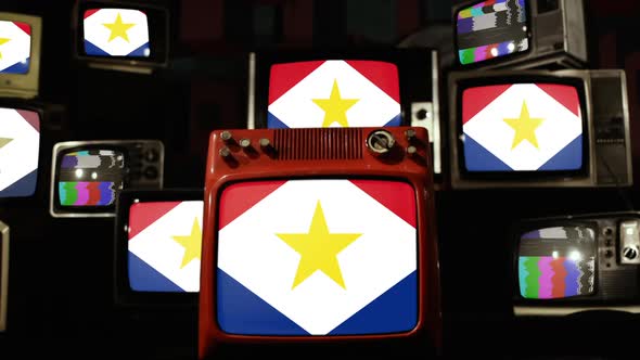 Flag of Saba and Retro TVs.