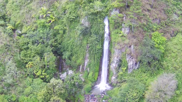 Aerial shot of waterfall