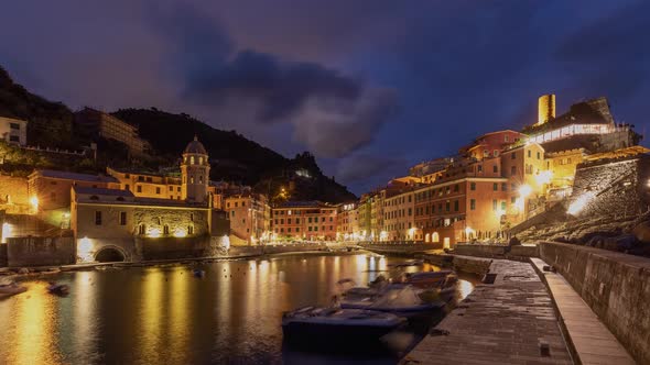 Time Lapse of the beautiful and scenic seaside village of Vernazza in Italy.