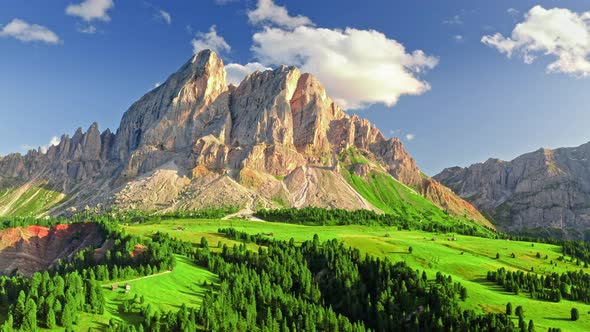 Stunning aerial view of Passo delle Erbe, Dolomites, Italy