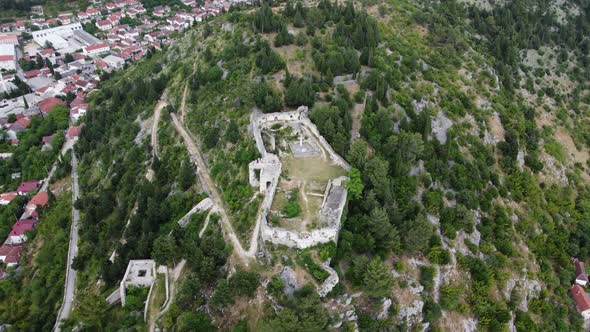 Castle In Stolac Bosnia And Herzegovina Medieval Fort At Top Of The Hill 4K