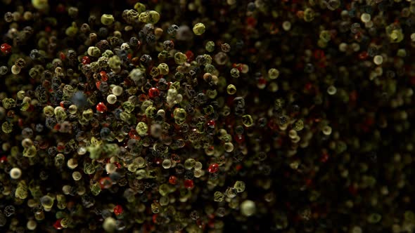 Super Slow Motion Shot of Color Pepper Explosion on Black Background at 1000Fps