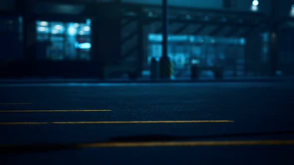 Night Supermarket Parking Outside View