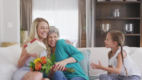 Happy family in a house