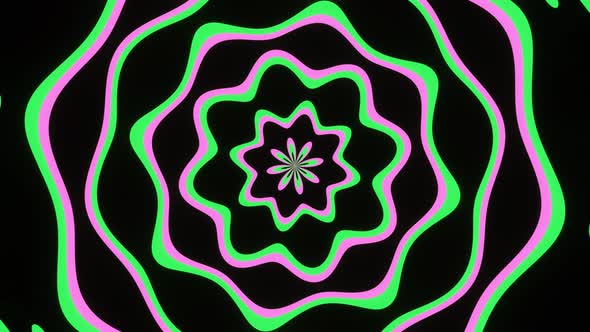 4k flower petal green and pink kaleidoscope abstract moving background.