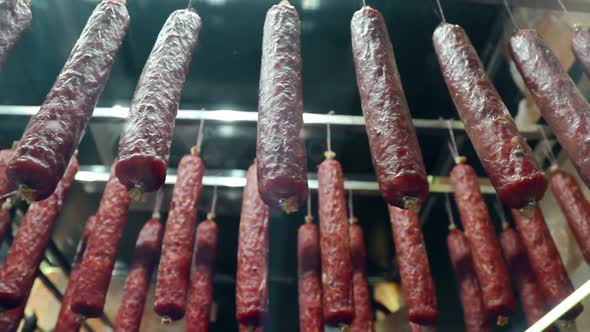 Sausage in a Chamber for Drying Behind Glass