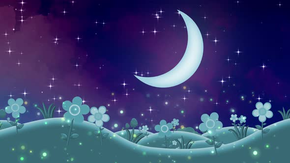 4k Cartoon Moon Night Wallpaper